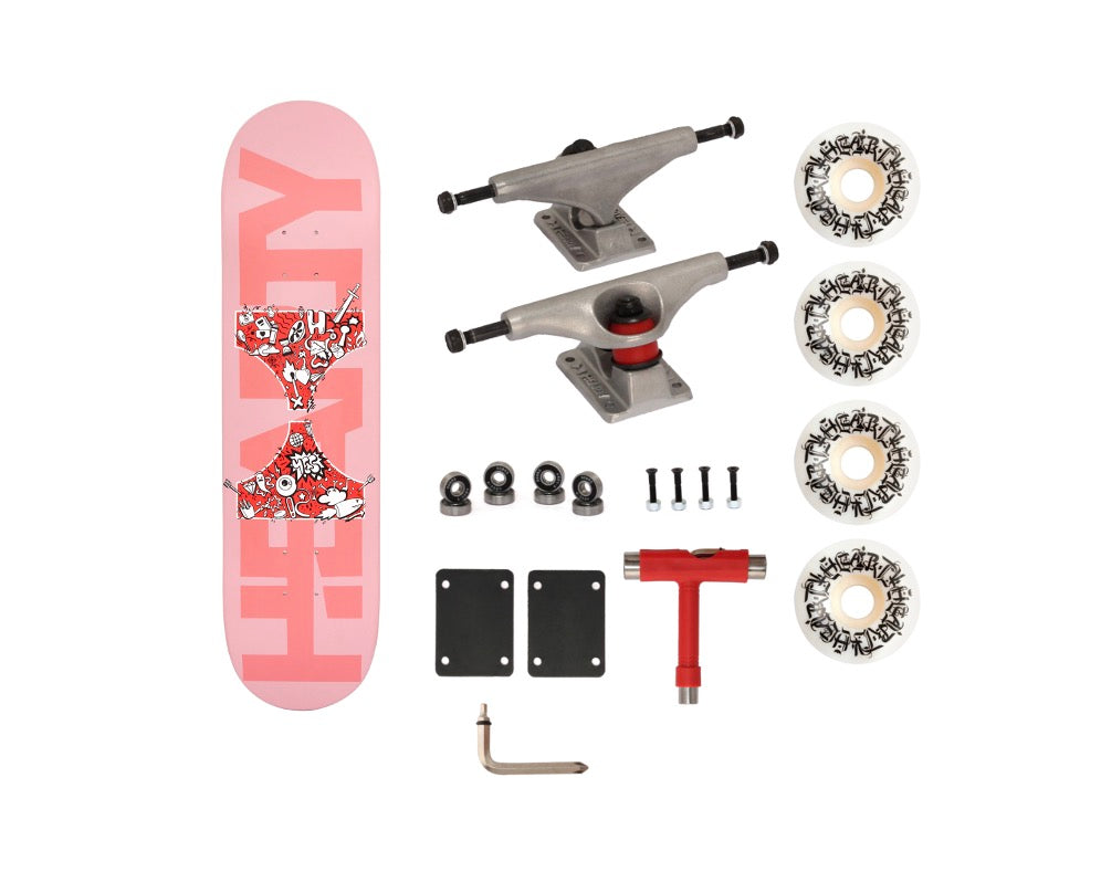 Hearty Pro-Complete Skateboard Pack- Unassembled- 8.0" & 8.25"-Soft Pink Dipped